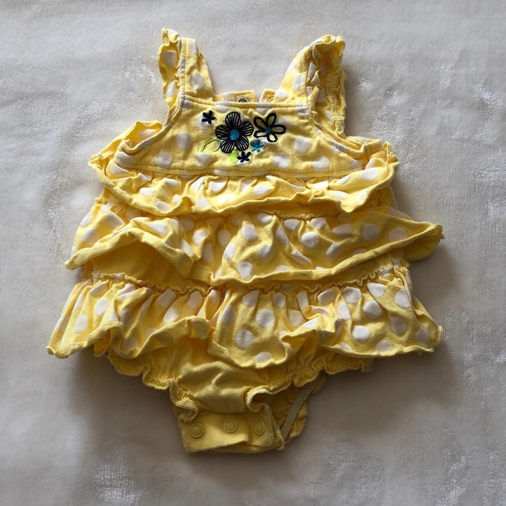Carter’s Polka Dot Yellow Ruffle Onesie
